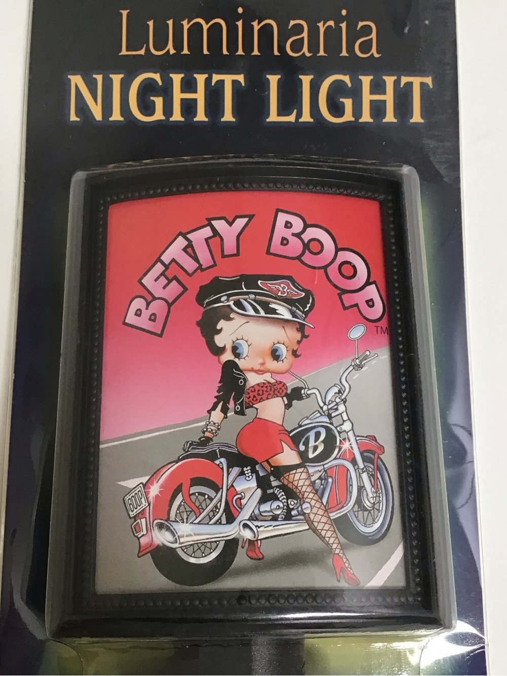 Betty Boop Motorcycle Night Light Fishnet Stockings Sexy Biker Vintage 2001 NEW
